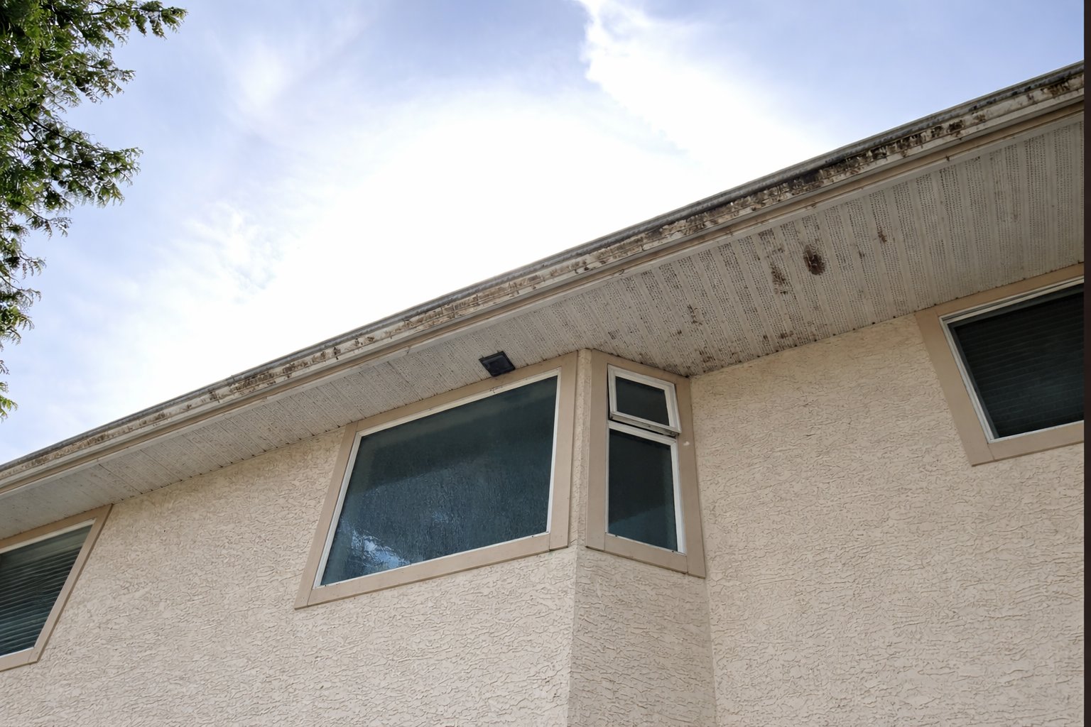 Dirty gutter exterior before whitening