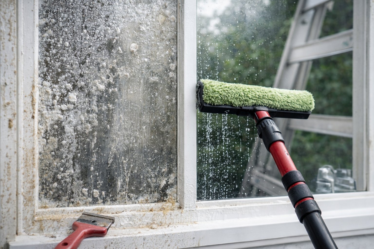 Hard water stain removal on windows