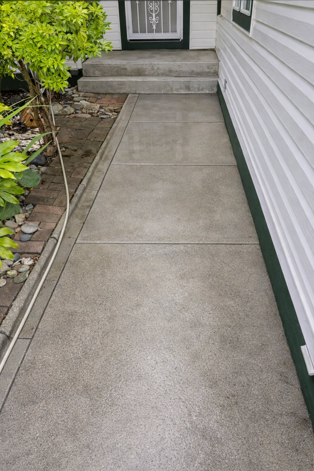 Clean walkway after pressure washing
