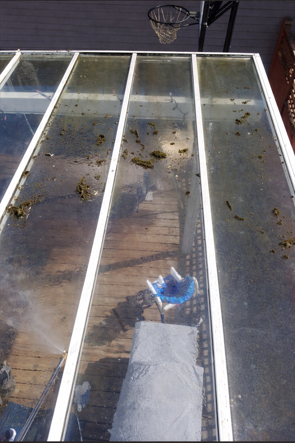 Dirty skylights before cleaning